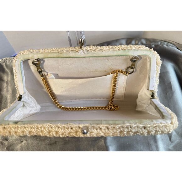 Vintage 1950s Beaded Clutch Purse Japan by Metal Montréal Evening Bag - Picture 5 of 8